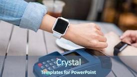  Presentation with pos - Amazing presentation theme having money sense - woman wearing smart watch backdrop and a ocean colored foreground