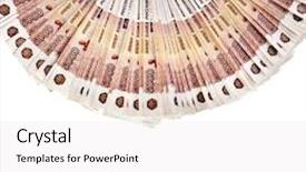  Presentation with border certificates - Presentation design enhanced with money slave - border of russian rubles banknotes background and a white colored foreground