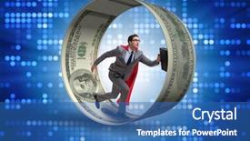  Presentation with wheel - Audience pleasing PPT theme consisting of money slave - businessman in hamster wheel chasing backdrop and a ocean colored foreground