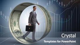  Presentation with wheel - Colorful theme enhanced with money slave - businessman in hamster wheel chasing backdrop and a gray colored foreground