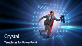  Presentation with wheel robot explorer rescues - Beautiful PPT theme featuring money slave - businessman in hamster wheel chasing backdrop and a navy blue colored foreground