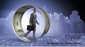  Presentation with wheel - Amazing presentation design having money slave - businessman in hamster wheel chasing backdrop and a  colored foreground