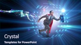  Presentation with wheel - Presentation theme enhanced with money slave - businessman in hamster wheel chasing background and a navy blue colored foreground