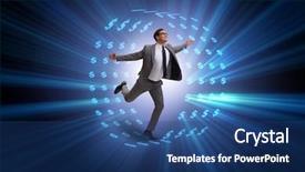  Presentation with wheel - PPT layouts with money slave - businessman in hamster wheel chasing background and a ocean colored foreground