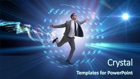  Presentation with wheel - Cool new slide deck with money slave - businessman in hamster wheel chasing backdrop and a  colored foreground