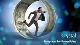  Presentation with wheel - Audience pleasing slides consisting of money slave - businessman in hamster wheel chasing backdrop and a  colored foreground