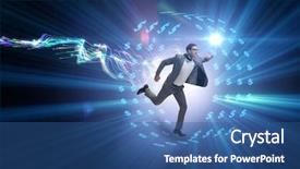  Presentation with wheel robot explorer rescues - Slides having money slave - businessman in hamster wheel chasing background and a  colored foreground