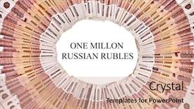  Presentation with russian - Presentation theme having money slave - frame of russian rubles banknotes background and a soft green colored foreground