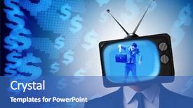  Presentation with addiction - PPT theme having money slave - man with television head background and a teal colored foreground