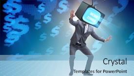  Presentation with zombie - Slide set with money slave - media zombie concept with man background and a light blue colored foreground