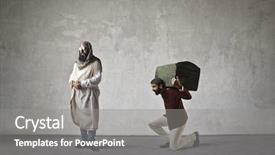  Presentation with rich man - Cool new theme with money slave - rich man and his servant backdrop and a gray colored foreground