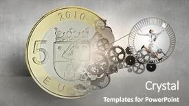  Presentation with indigenous medicine wheel - PPT theme enhanced with money slave - young businesswoman running in wheel background and a  colored foreground