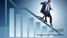  Presentation with economic crisis in greece - Beautiful presentation theme featuring money slides - businessman sliding down on chair backdrop and a light blue colored foreground