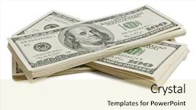  Presentation with stack - PPT layouts featuring money stack of american dollar background and a soft green colored foreground