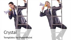  Presentation with businessman climbing the career ladder - PPT theme featuring money staircase sky - businessman climbing the ladder isolated background and a white colored foreground