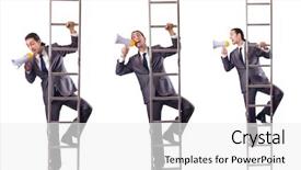  Presentation with businessman climbing the career ladder - Slides with money staircase sky - businessman climbing the ladder isolated background and a white colored foreground