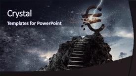  Presentation with fall - Beautiful slide deck featuring money staircase sky - euro rate fall mixed media backdrop and a  colored foreground