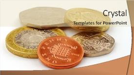  Presentation with background - Presentation theme enhanced with money sterling - close-up of uk coins background and a  colored foreground