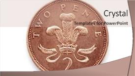  Presentation with two roads - Presentation enhanced with money sterling - coin isolated on white two background and a coral colored foreground