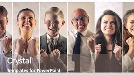  Presentation with successful - Amazing slide deck having money success - successful people backdrop and a gray colored foreground