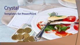  Presentation with check your label - PPT theme featuring money thank - check and remnants of salad background and a lemonade colored foreground