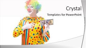  Presentation with clown - PPT theme featuring money thank - male clown isolated on white background and a  colored foreground
