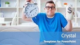  Presentation with student - Presentation theme enhanced with money time - young student preparing for exams background and a teal colored foreground