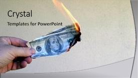  Presentation with burn - Slides featuring money to burn a hand background and a mint green colored foreground
