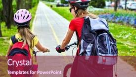  Presentation with money back - Audience pleasing slide deck consisting of money tracking - bicycle path with children girls backdrop and a violet colored foreground