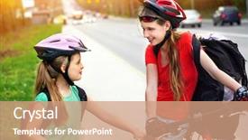  Presentation with road bike - Amazing PPT theme having money tracking - bikes bicyclist girl girls wearing backdrop and a coral colored foreground