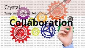  Presentation with collaboration - PPT theme having money tracking - collaboration write on the screen background and a lemonade colored foreground