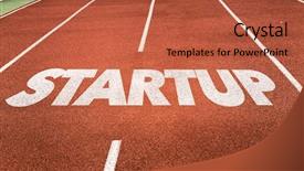  Presentation with starting line red running track - Beautiful presentation featuring money tracking - startup written on running track backdrop and a red colored foreground