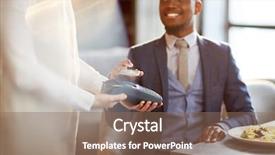  Presentation with pay - PPT theme enhanced with money transfer - african-american businessman using smartphone background and a violet colored foreground