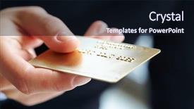  Presentation with credit card - Cool new presentation with money transfer - credit card in the hand backdrop and a wine colored foreground