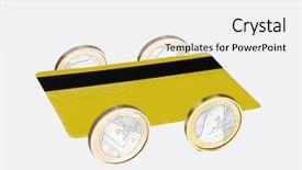  Presentation with money transfer - PPT layouts with money transfer - credit card on coins wheel background and a white colored foreground