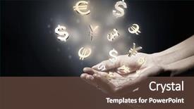  Presentation with money transfer - Presentation theme with money transfer - currency glowing symbols background and a tawny brown colored foreground