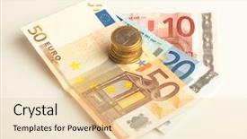  Presentation with european union banknotes and coins - Cool new theme with money transfer - euro coins and banknotes backdrop and a lemonade colored foreground
