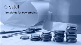  Presentation with piles - Cool new slides with money transfer - five coin piles dividers backdrop and a light blue colored foreground