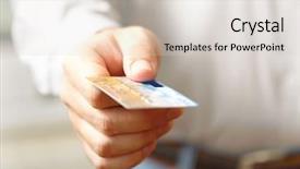  Presentation with credit card fraud - Cool new presentation theme with money transfer - hand with credit card shallow backdrop and a lemonade colored foreground