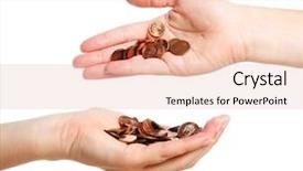  Presentation with peace education two smiley hands - Theme enhanced with money transfer - picture of two hands full background and a lemonade colored foreground