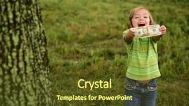  Presentation with money tree - Presentation theme enhanced with money tree - beautiful happy little girl background and a tawny brown colored foreground