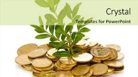  Presentation with money tree - PPT theme having money tree - golden coins and plant isolated background and a yellow colored foreground