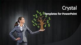  Presentation with hand drawn school - PPT theme with money tree - young pretty businesswoman holding drawn background and a black colored foreground