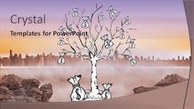  Presentation with money tree - Colorful presentation enhanced with money tree doodle against cityscape on the horizon backdrop and a light blue colored foreground