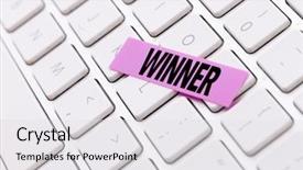  Presentation with winner - Presentation design with money trophy - winner background and a light gray colored foreground