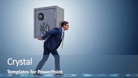  Presentation with banking bank vault door - Colorful PPT theme enhanced with money valut - businessman stealing metal safe backdrop and a teal colored foreground