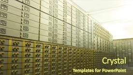  Presentation with deposit - Presentation design enhanced with money valut - safe deposit boxes background and a tawny brown colored foreground