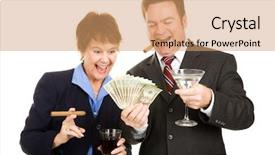  Presentation with business partner people joining hand - Presentation with money wall street - business partners holding a wad background and a coral colored foreground