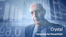  Presentation with wall street stock - Audience pleasing presentation theme consisting of money wall street - businessman with stock exchange graphics backdrop and a ocean colored foreground
