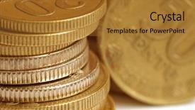  Presentation with advantage - Colorful PPT theme enhanced with money wall street - heap a column a pile backdrop and a gold colored foreground